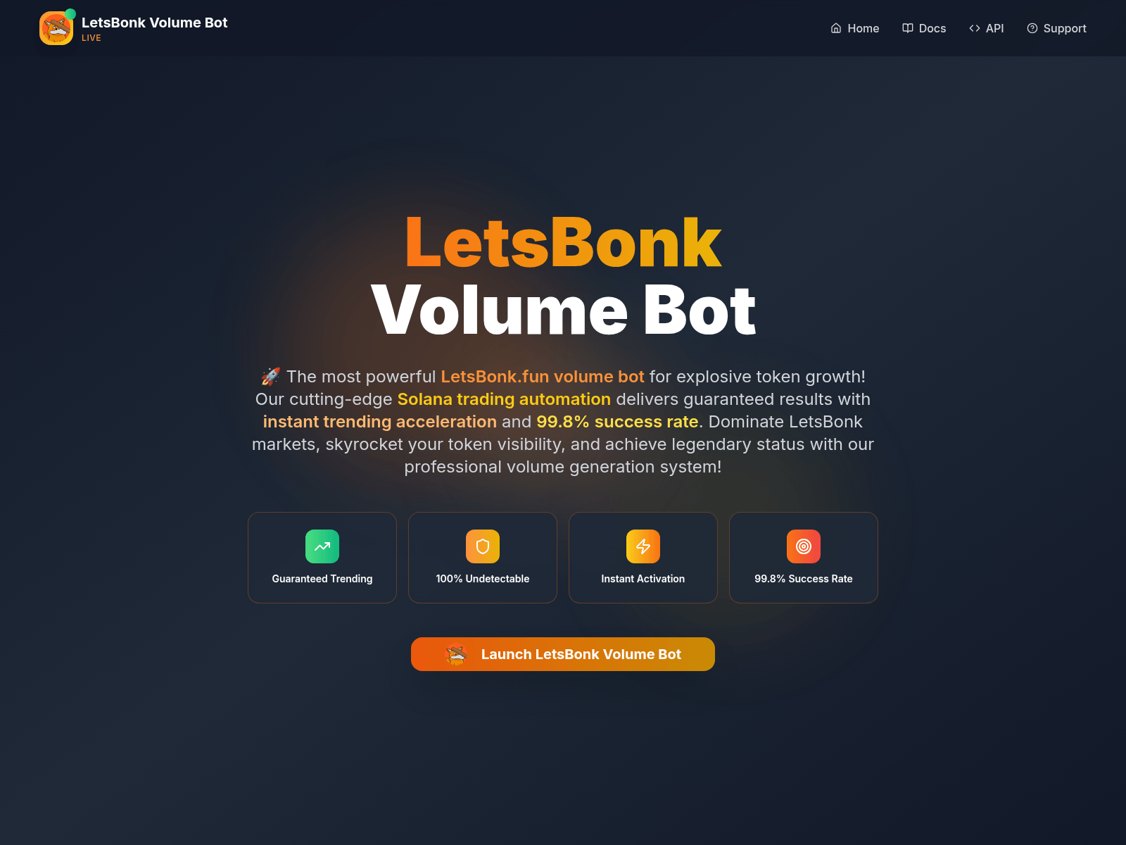 Screenshot of letsbonkvolume.fun