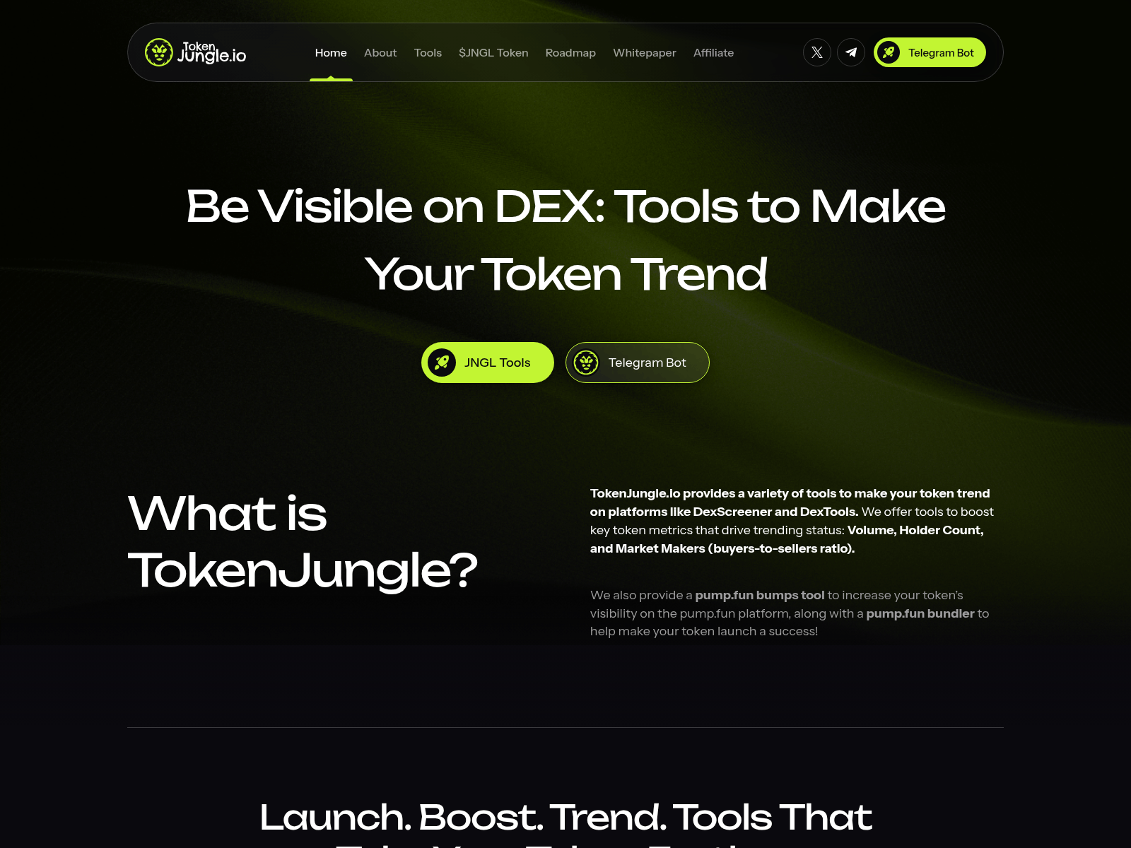 Screenshot of tokenjungle.io