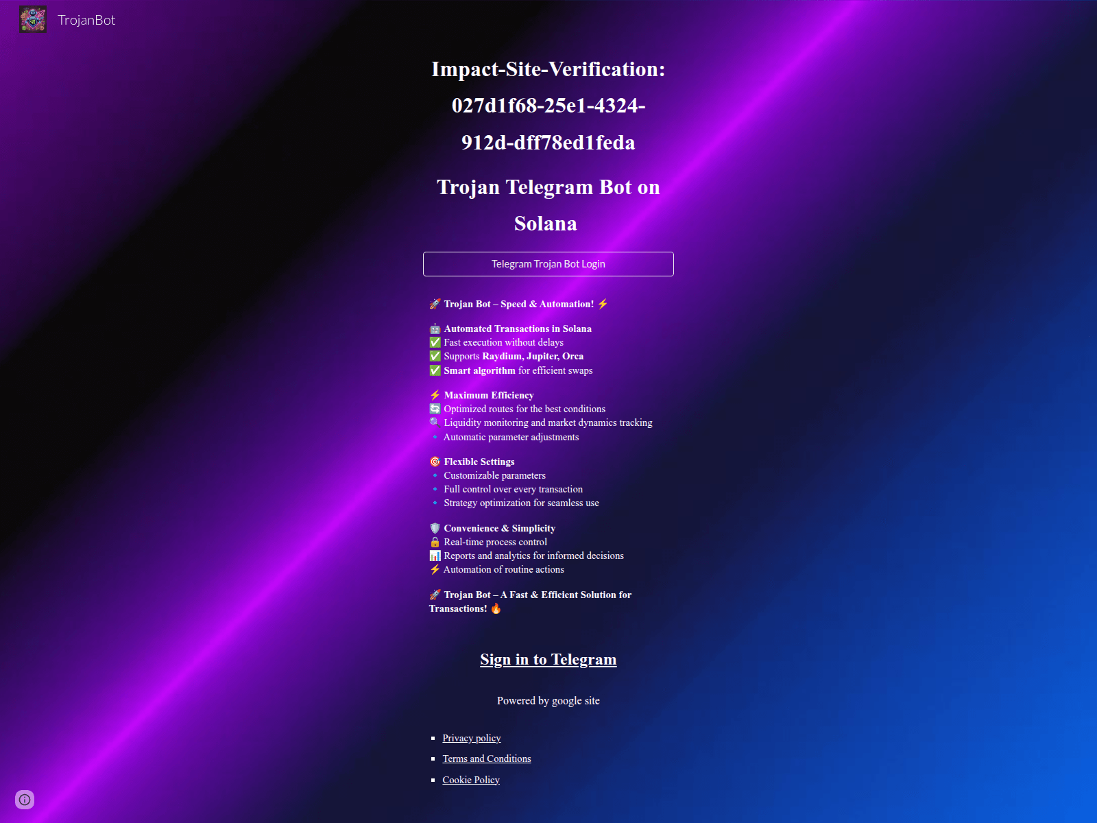 Screenshot of www.trojanbott.com