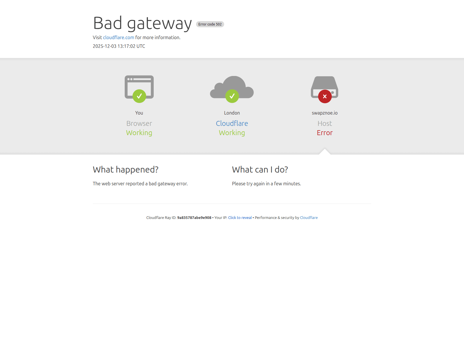 Screenshot of swapznoe.io