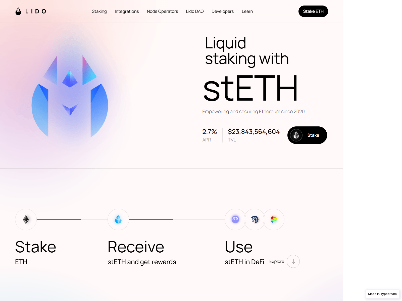 Screenshot of lido-ethereum-staking.typedream.app