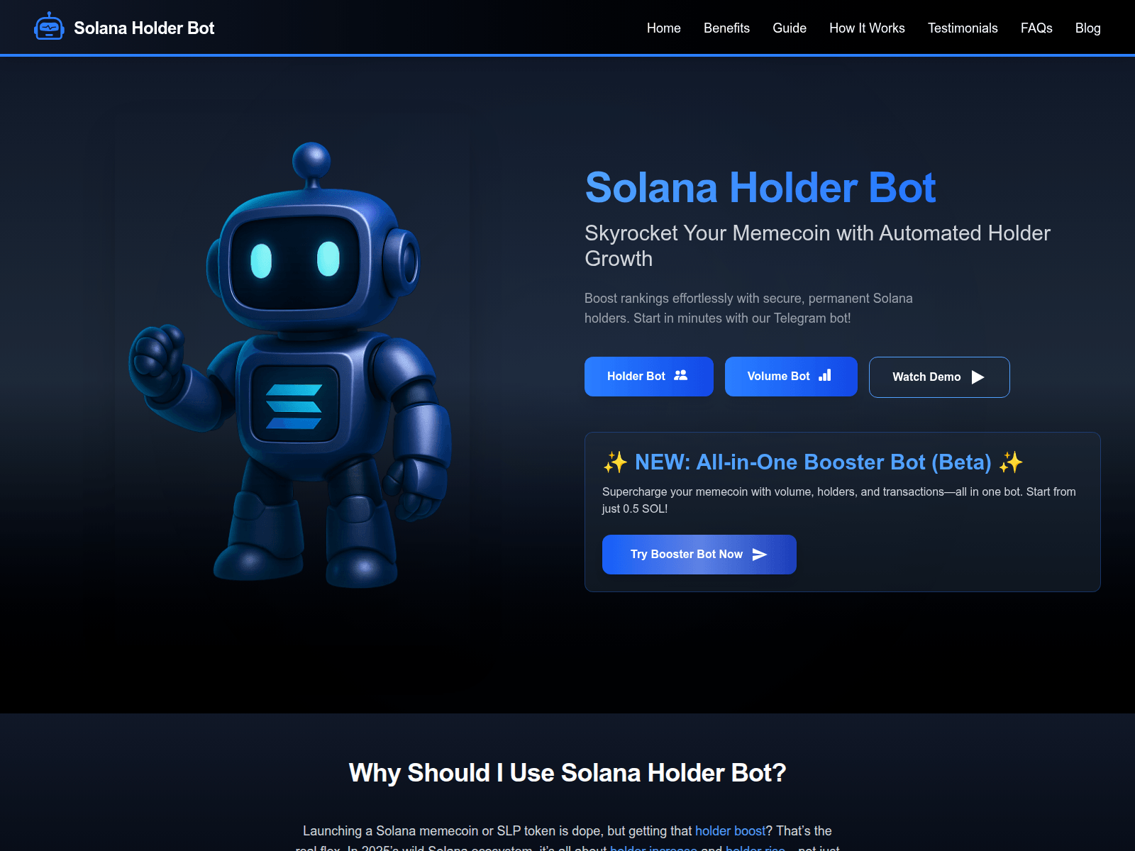 Screenshot of solanaholderbot.com