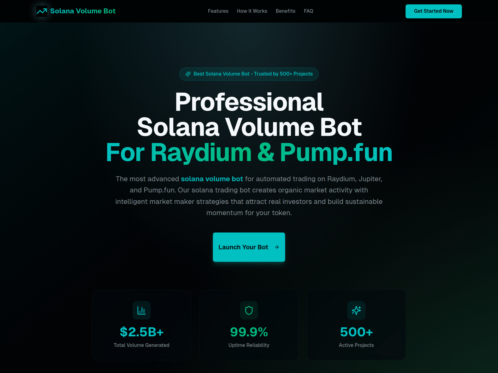 Screenshot of solanavolumebot.life