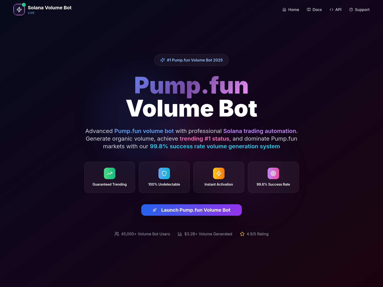 Screenshot of www.solanavolumebot.live
