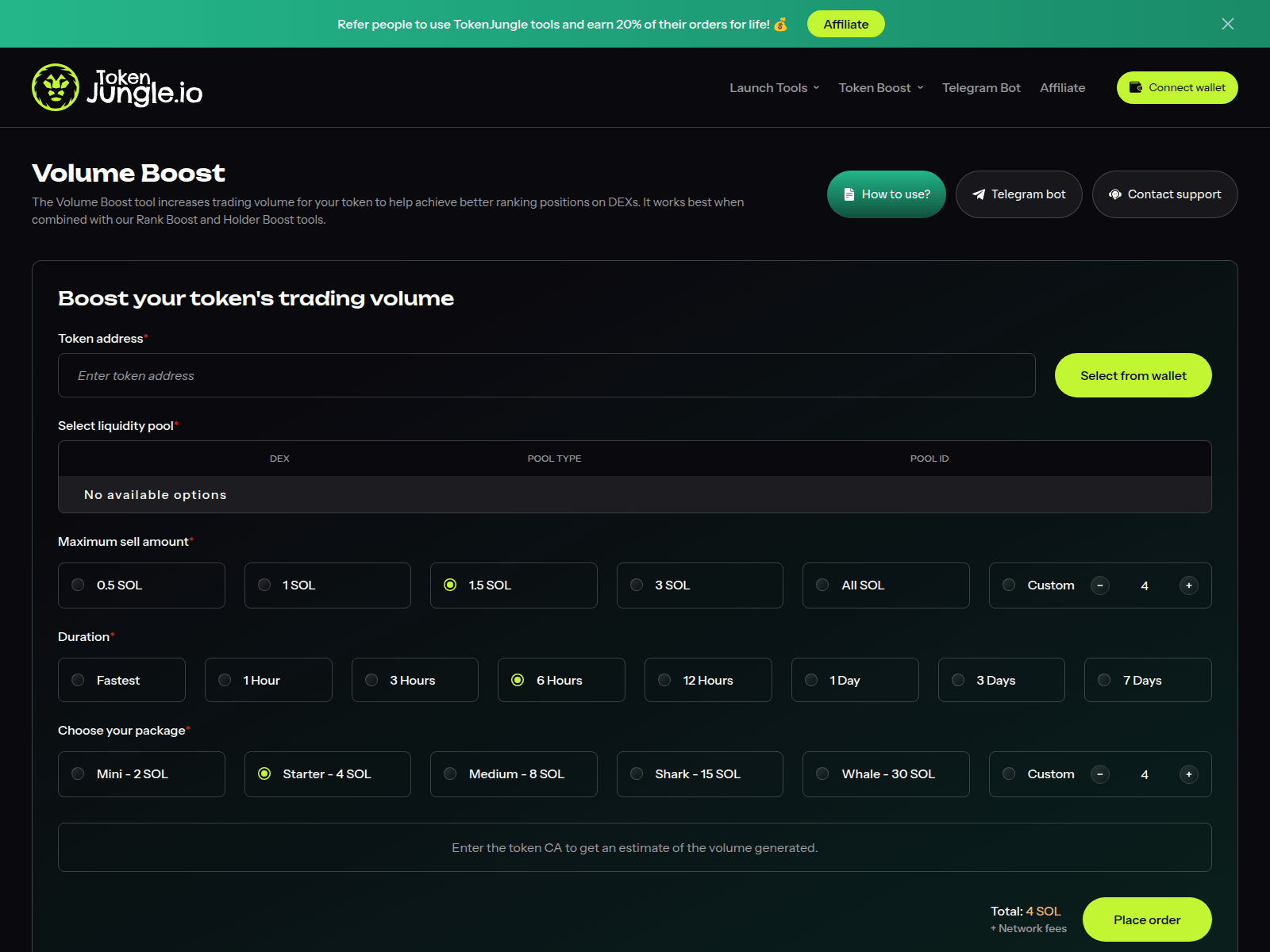 Screenshot of tools.tokenjungle.io