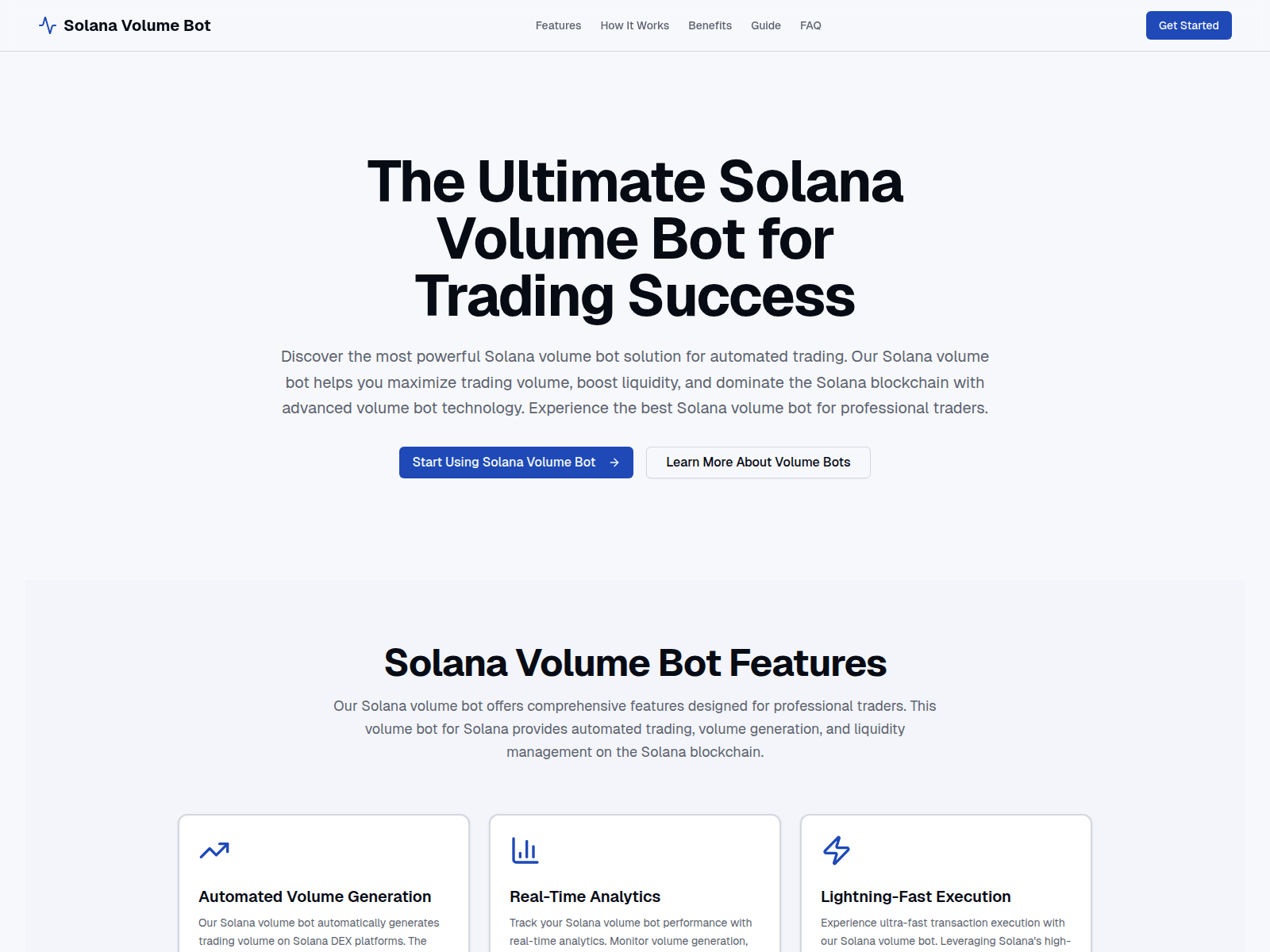 Screenshot of www.solanavolumebot.world