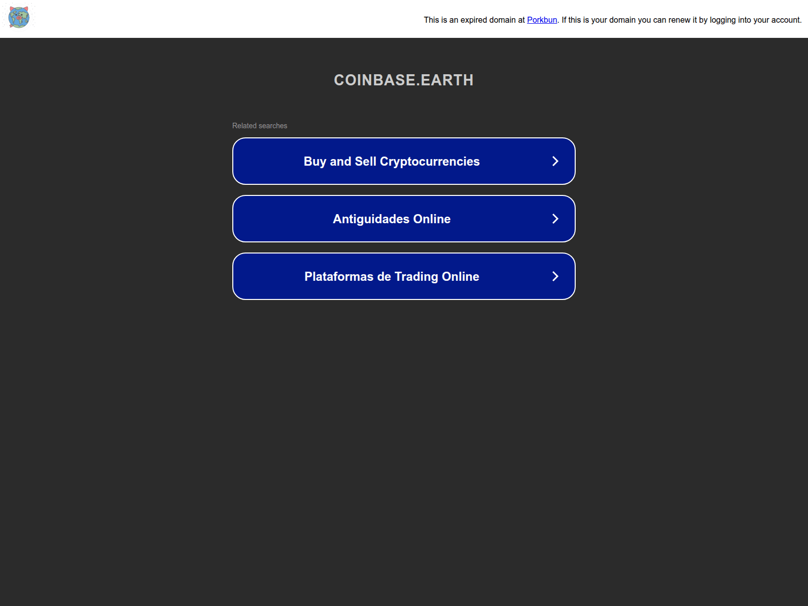 Screenshot of accounts.coinbase.earth
