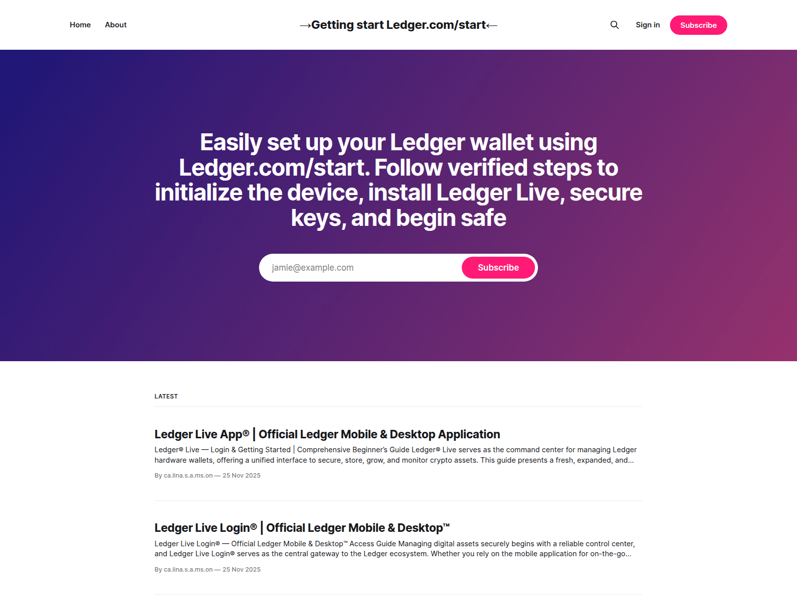 Screenshot of homepageledger.ghost.io