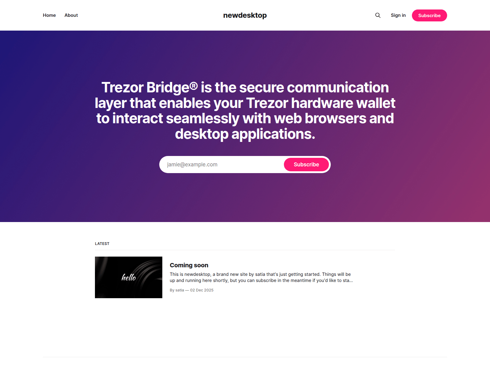 Screenshot of newdesktop.ghost.io