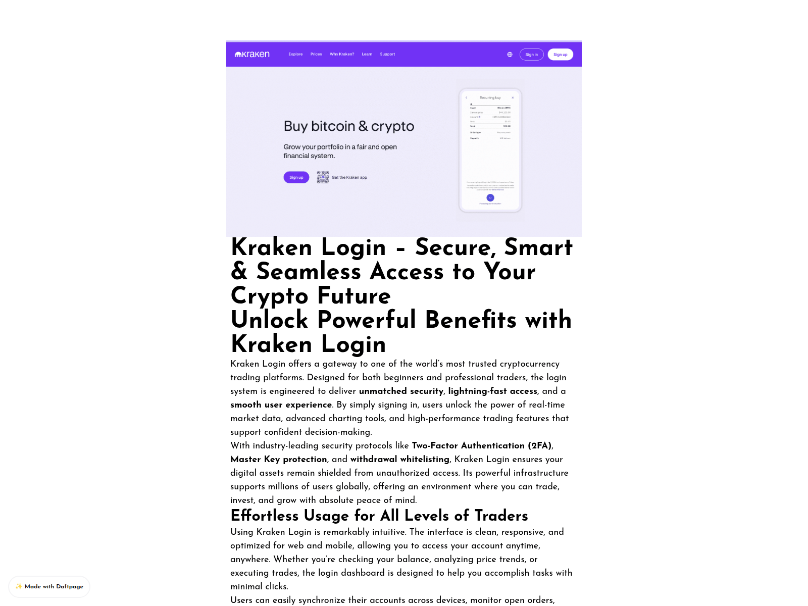 Screenshot of begin-home-kraken.daftpage.com