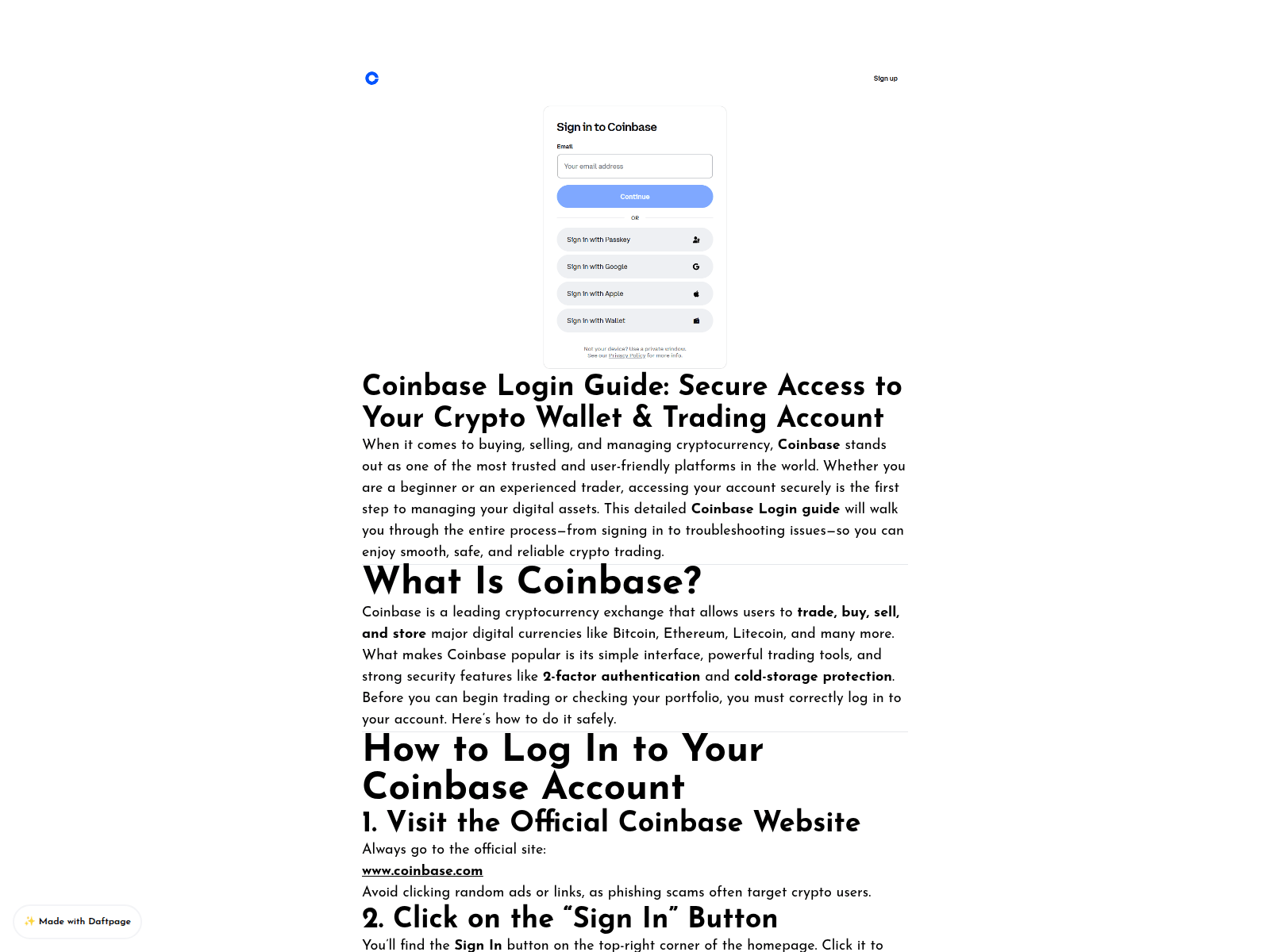 Screenshot of coinbase-web-home.daftpage.com
