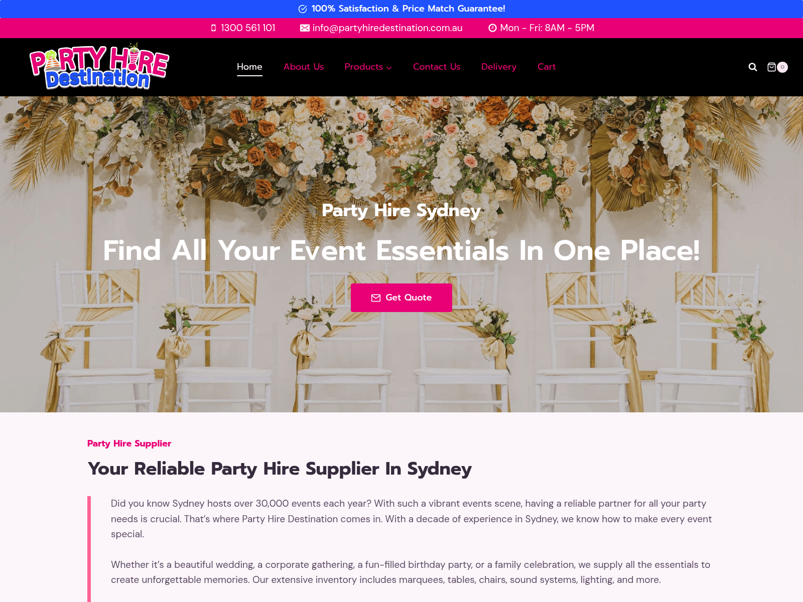 Screenshot of partyhiredestination.com.au