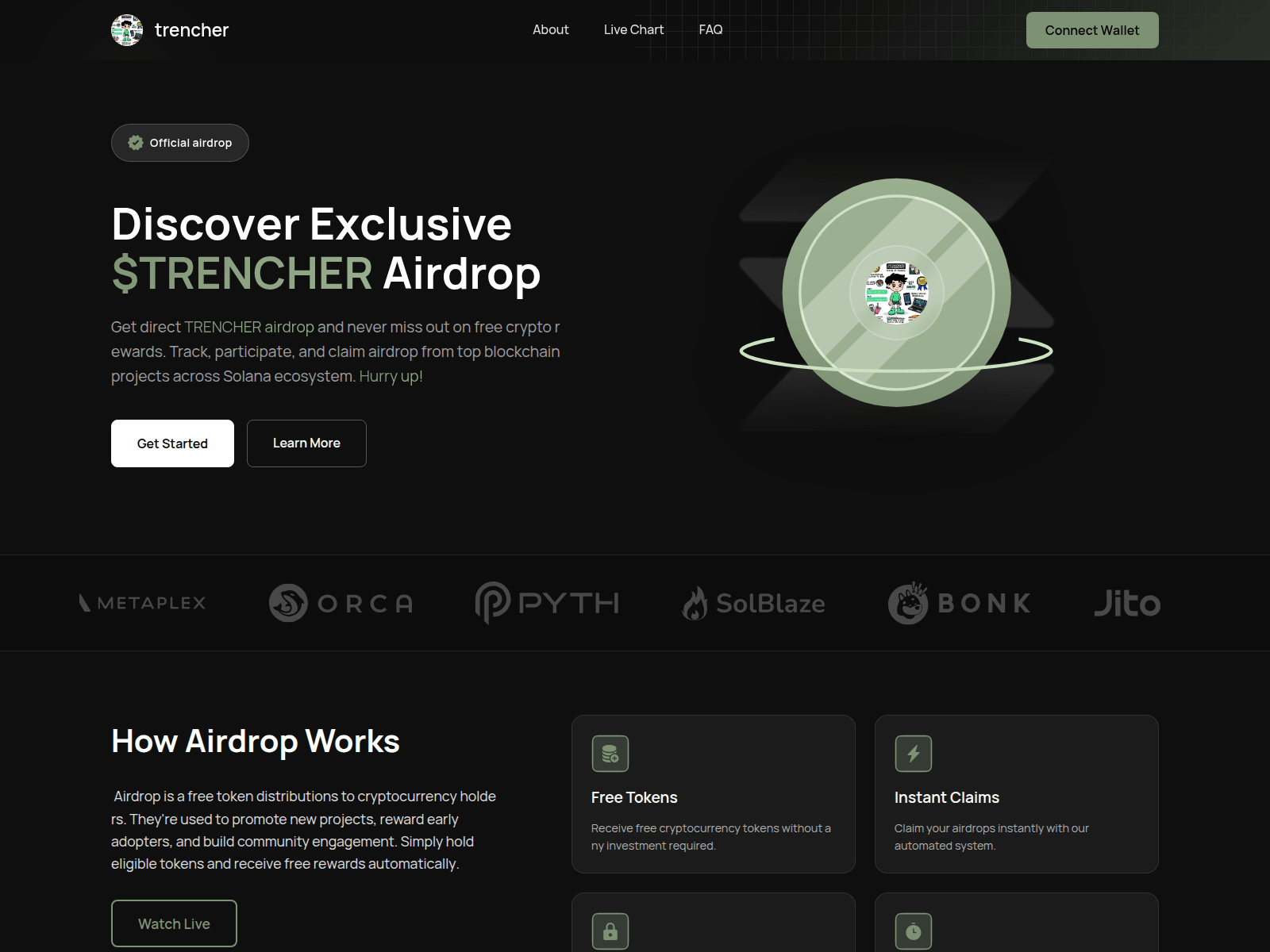 Screenshot of trencherdrop.fun