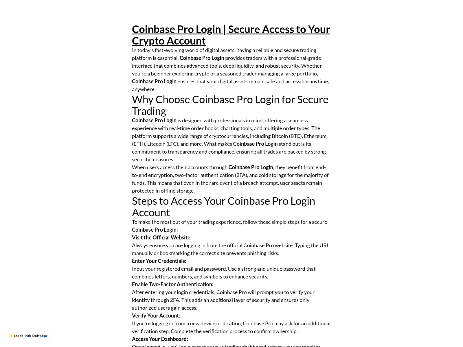 Screenshot of coinbse-pro-lgn.daftpage.com