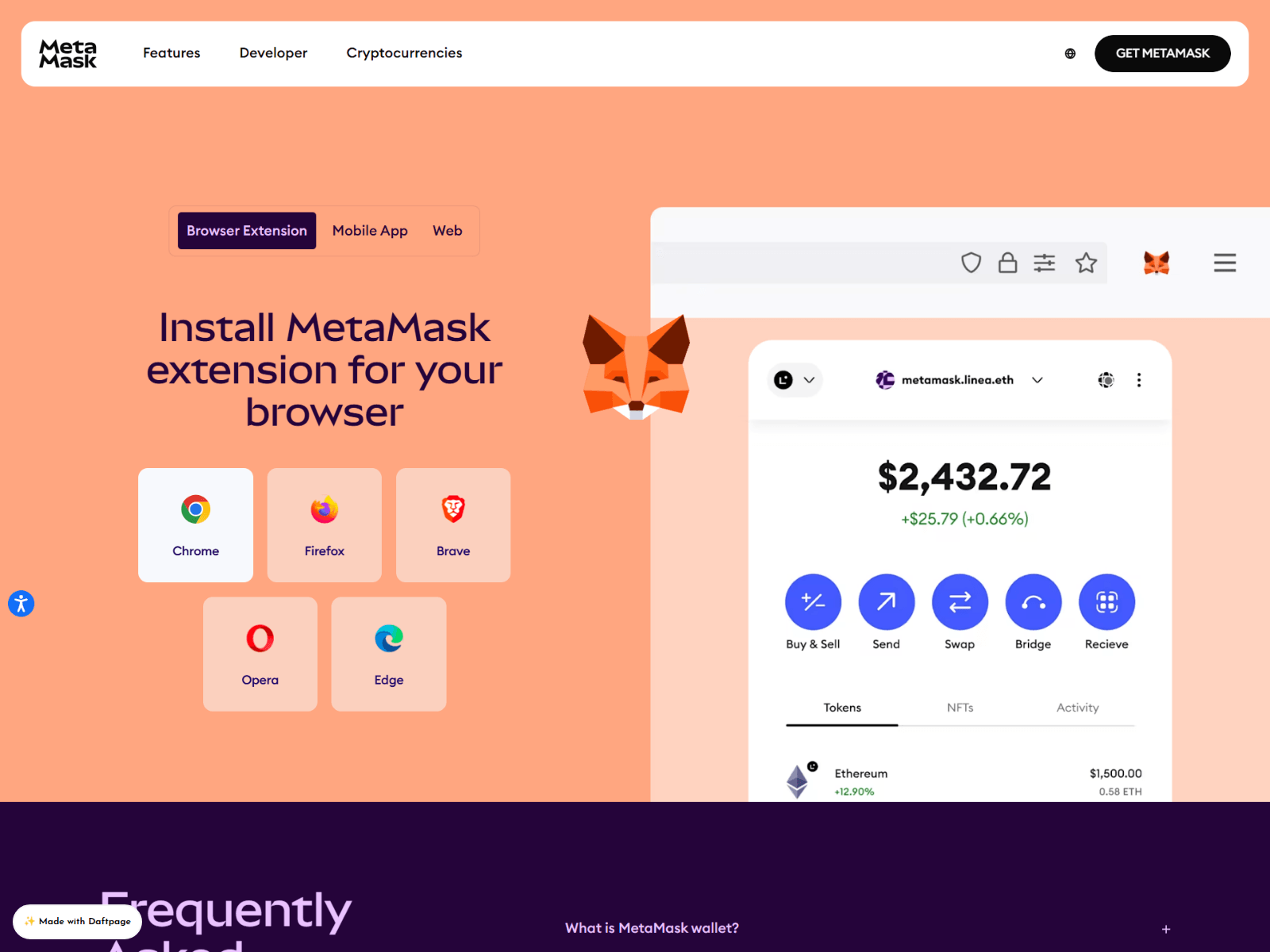 Screenshot of metamask-io.daftpage.com