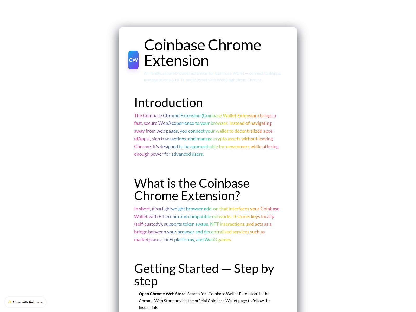 Screenshot of coiinbase-chrrme-ext.daftpage.com
