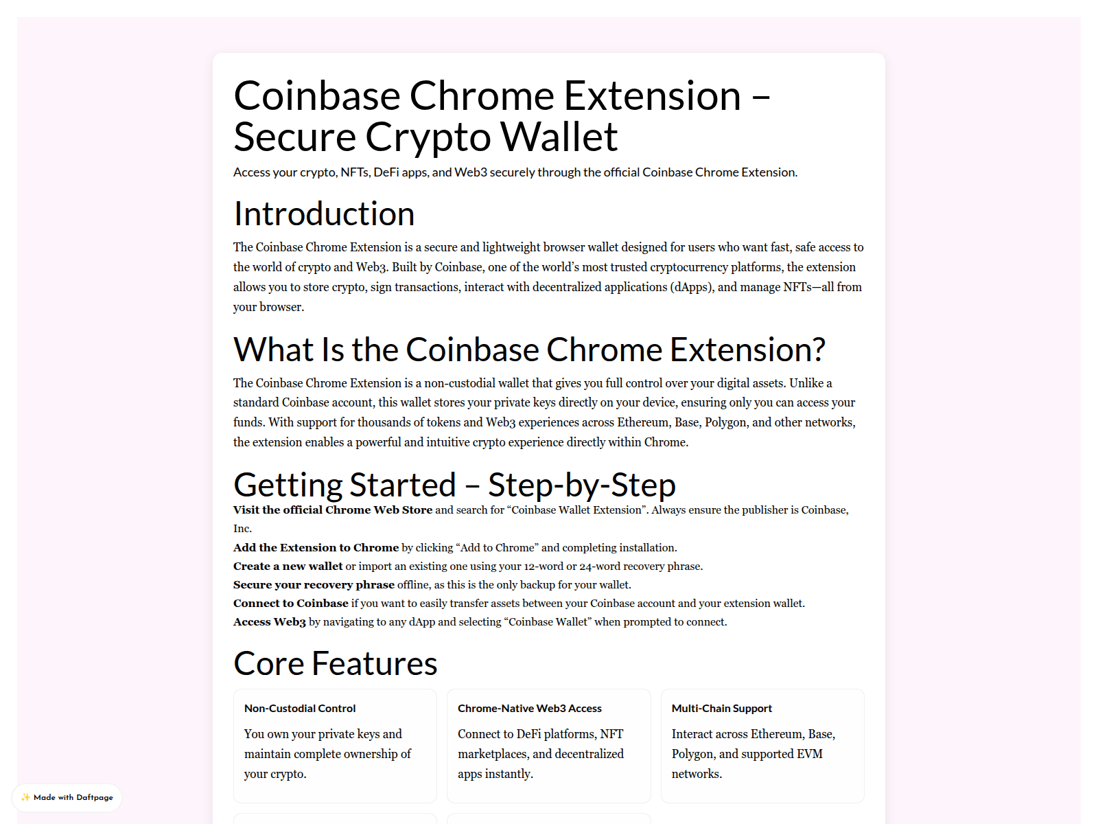 Screenshot of crome-extt-coiinbse.daftpage.com