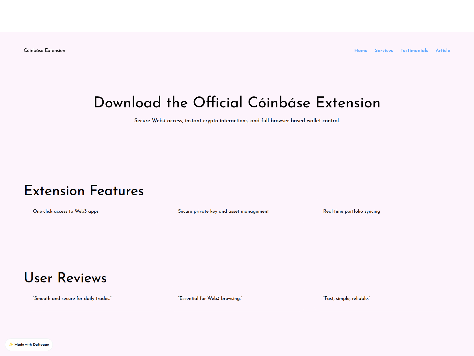 Screenshot of coiinbase-ext.daftpage.com
