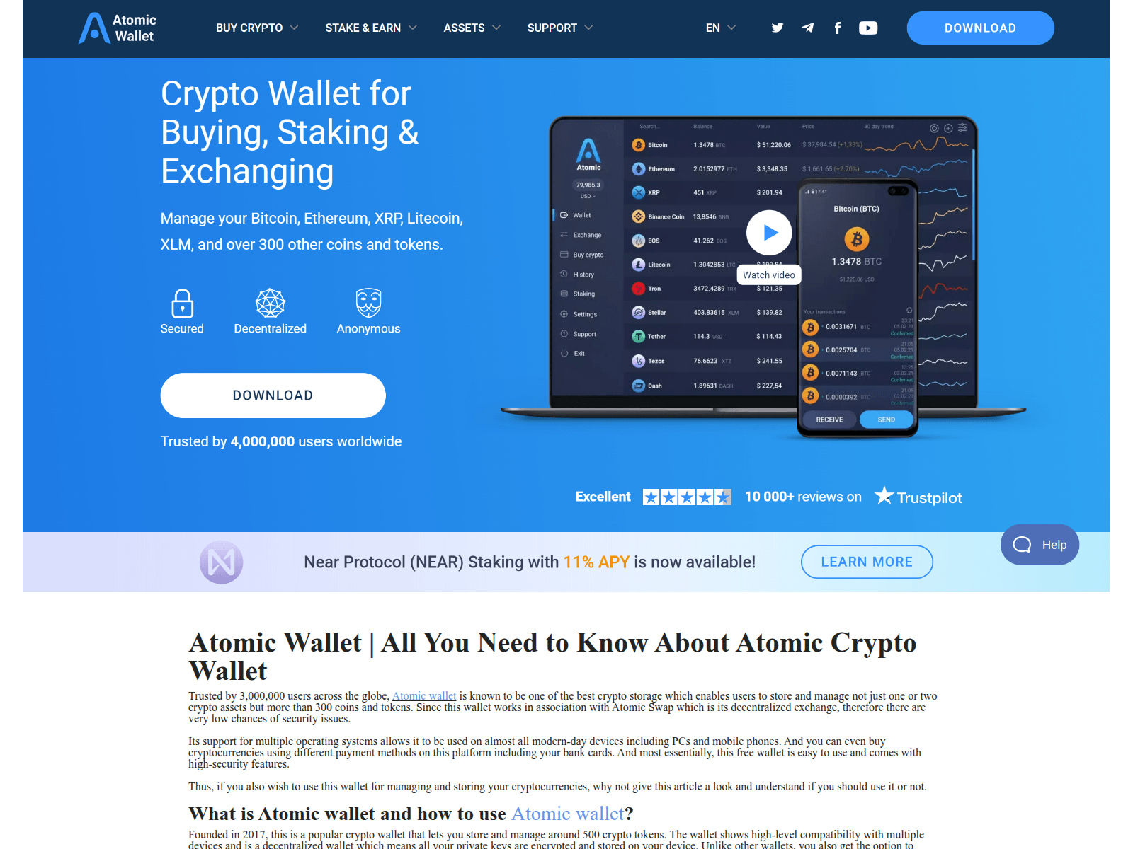 Forensic screenshot of aomicwallet.github.io
