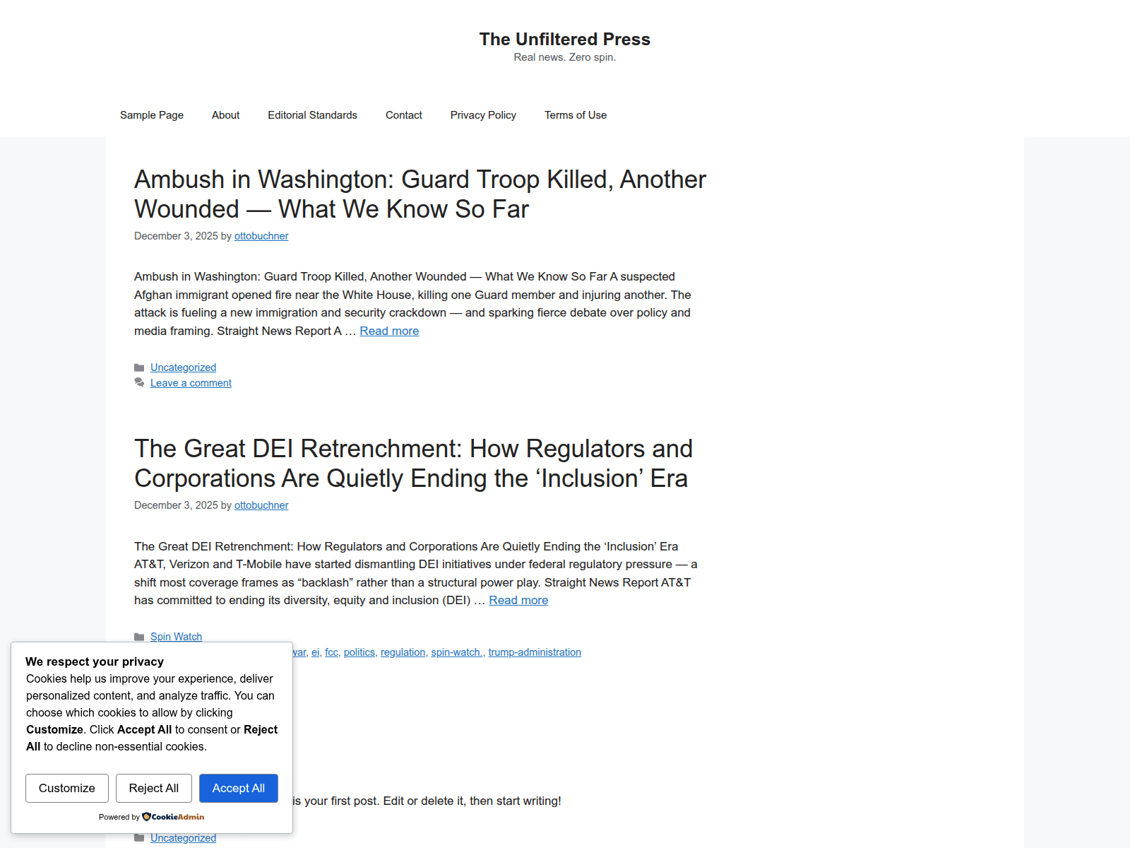 Screenshot of theunfilteredpress.news