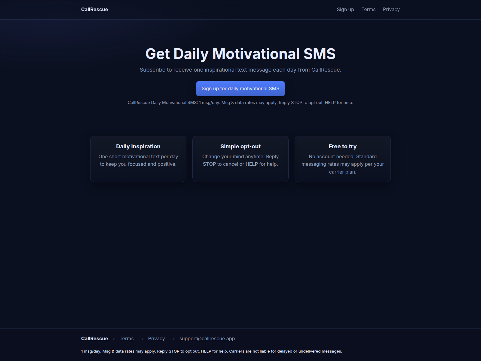 Screenshot of callrescue.app