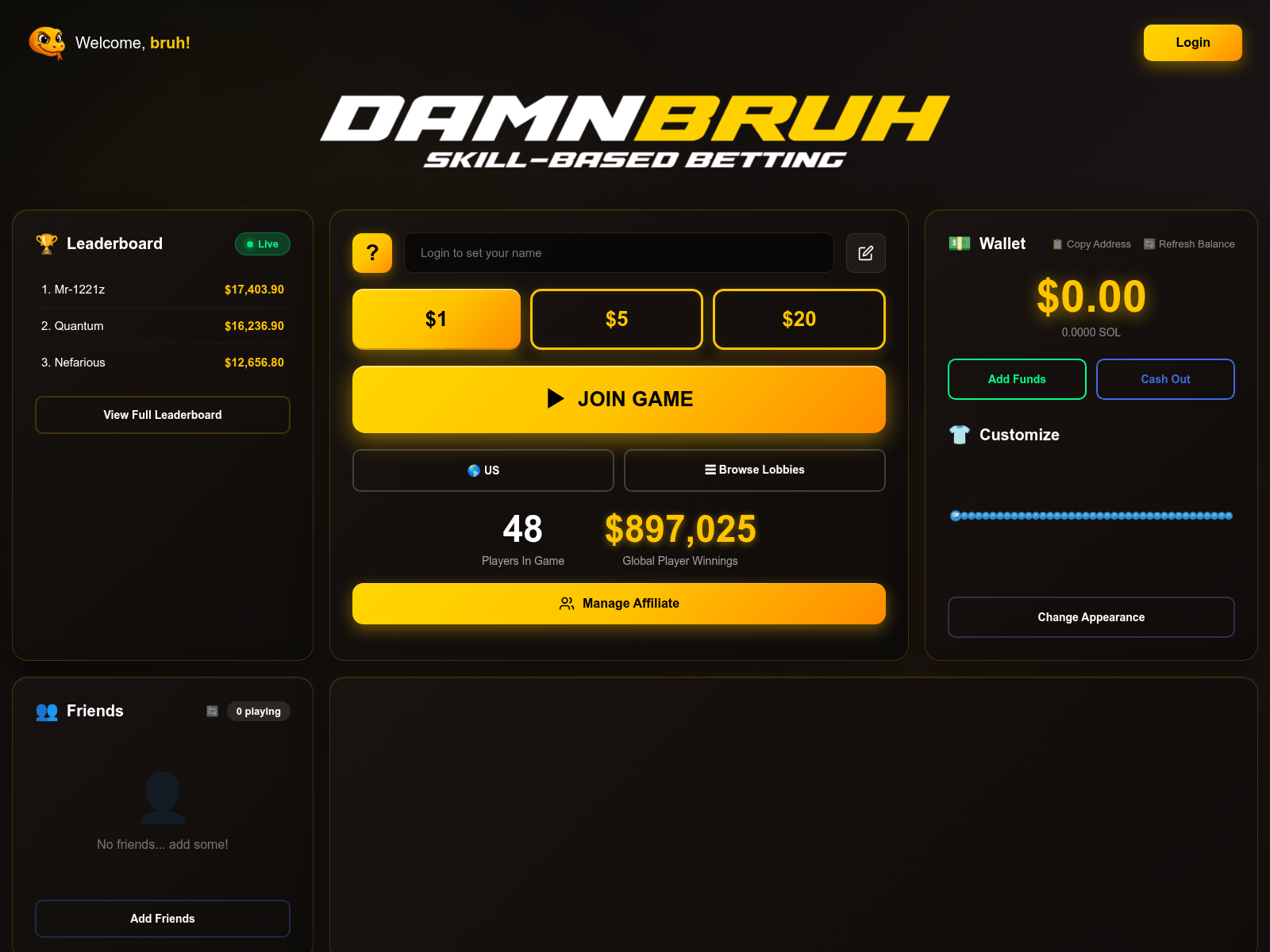 Screenshot of playdamnbruh.io