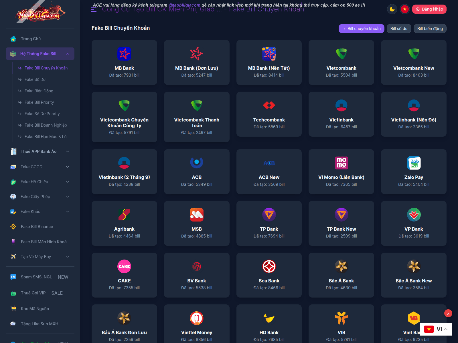 Screenshot of muabillgia.com