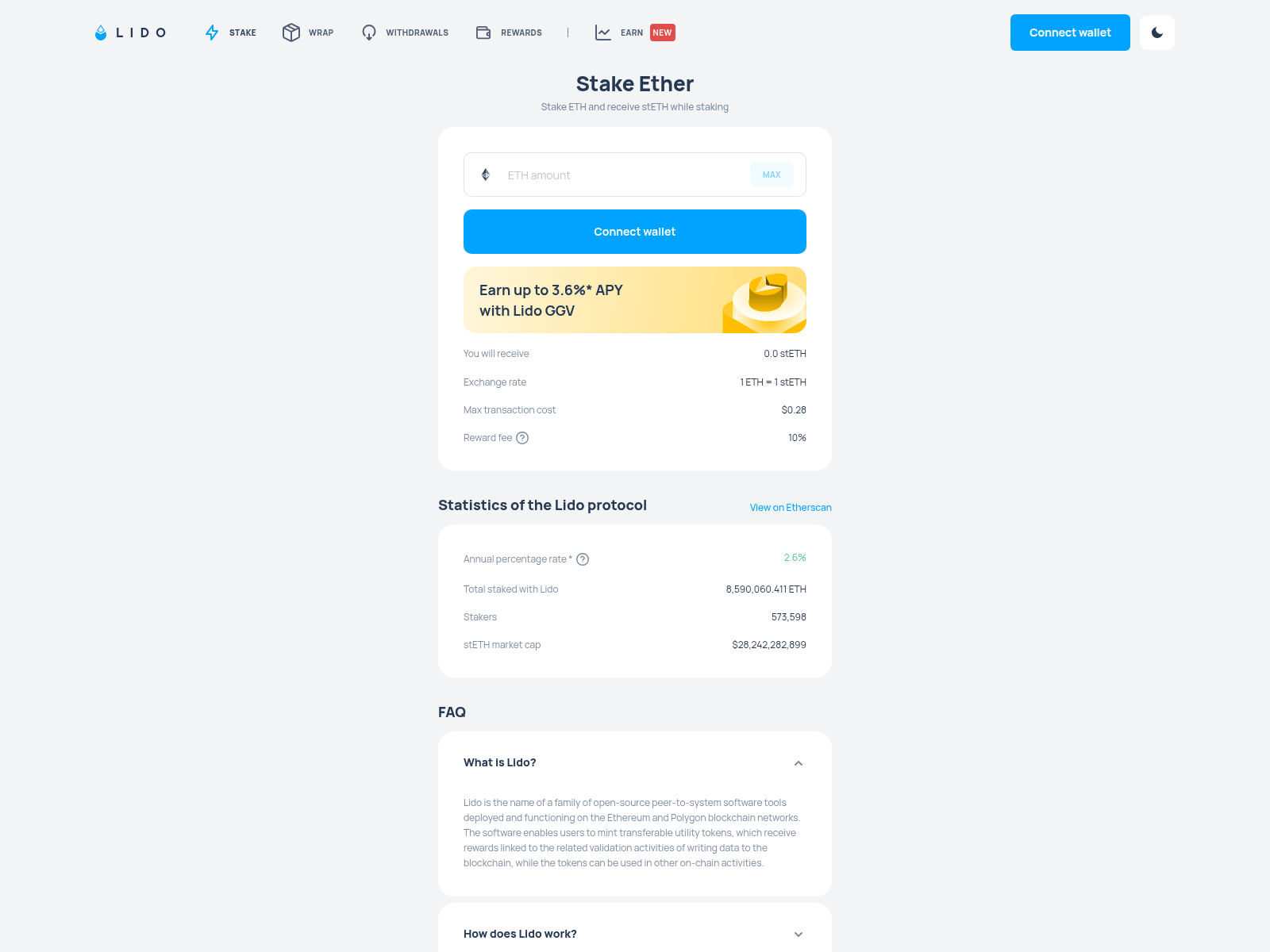 Screenshot of lido-elhereum.net
