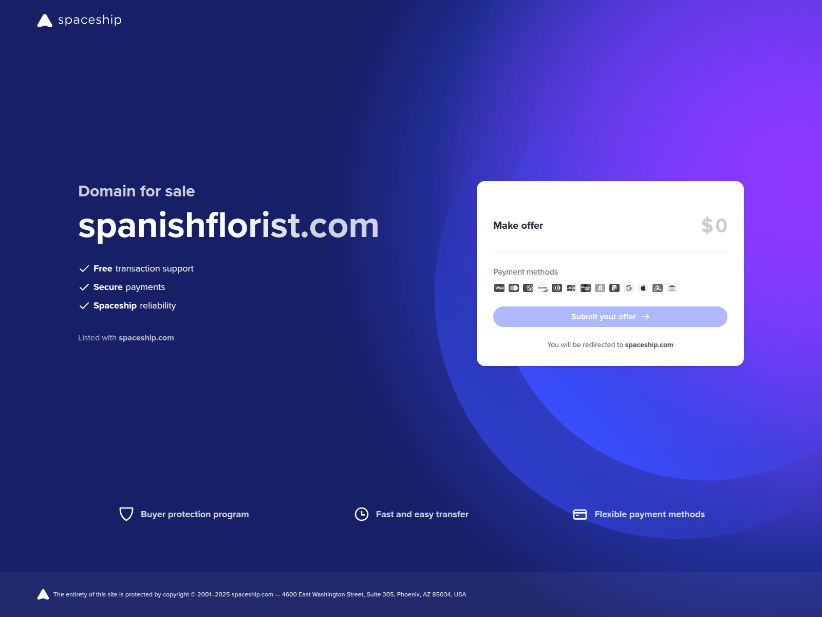 Screenshot of spanishflorist.com