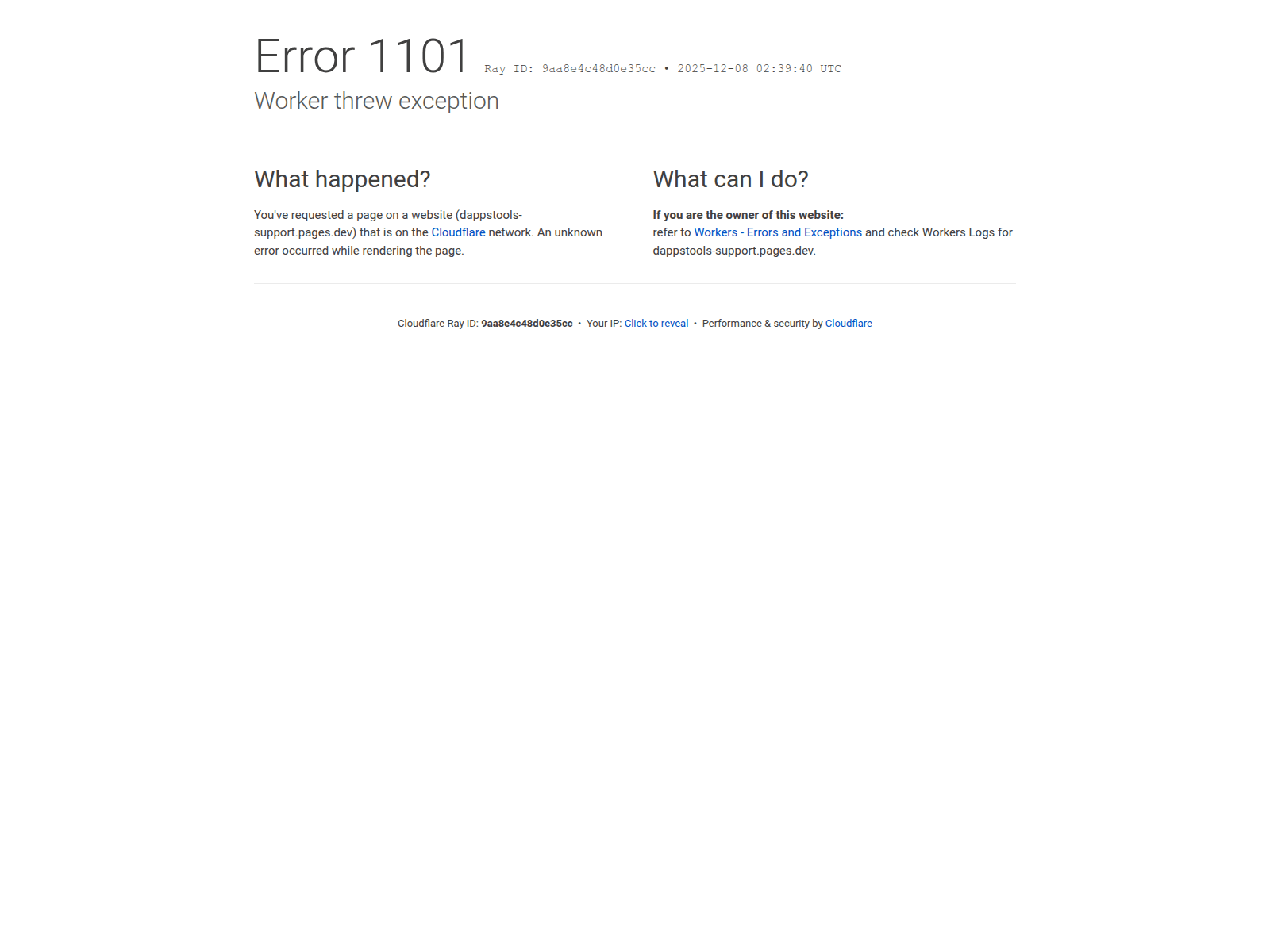 Screenshot of dappstools-support.pages.dev