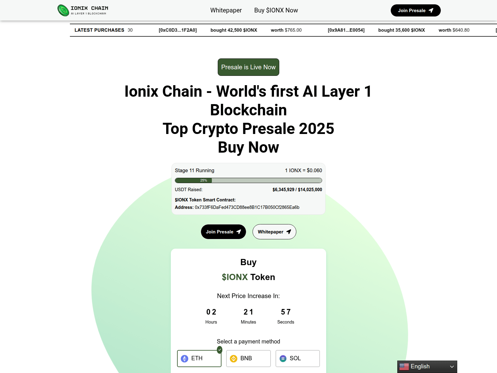 Screenshot of ionixchain.org