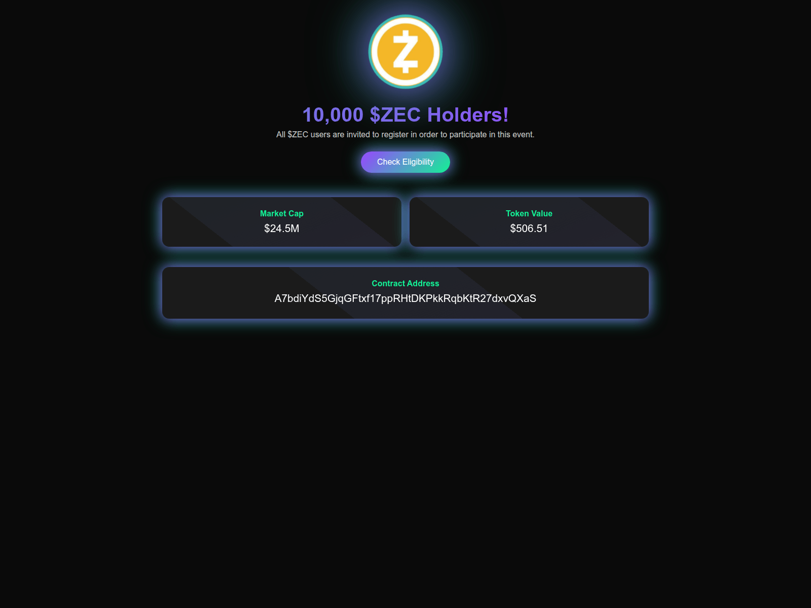 Screenshot of zcash-solana.com