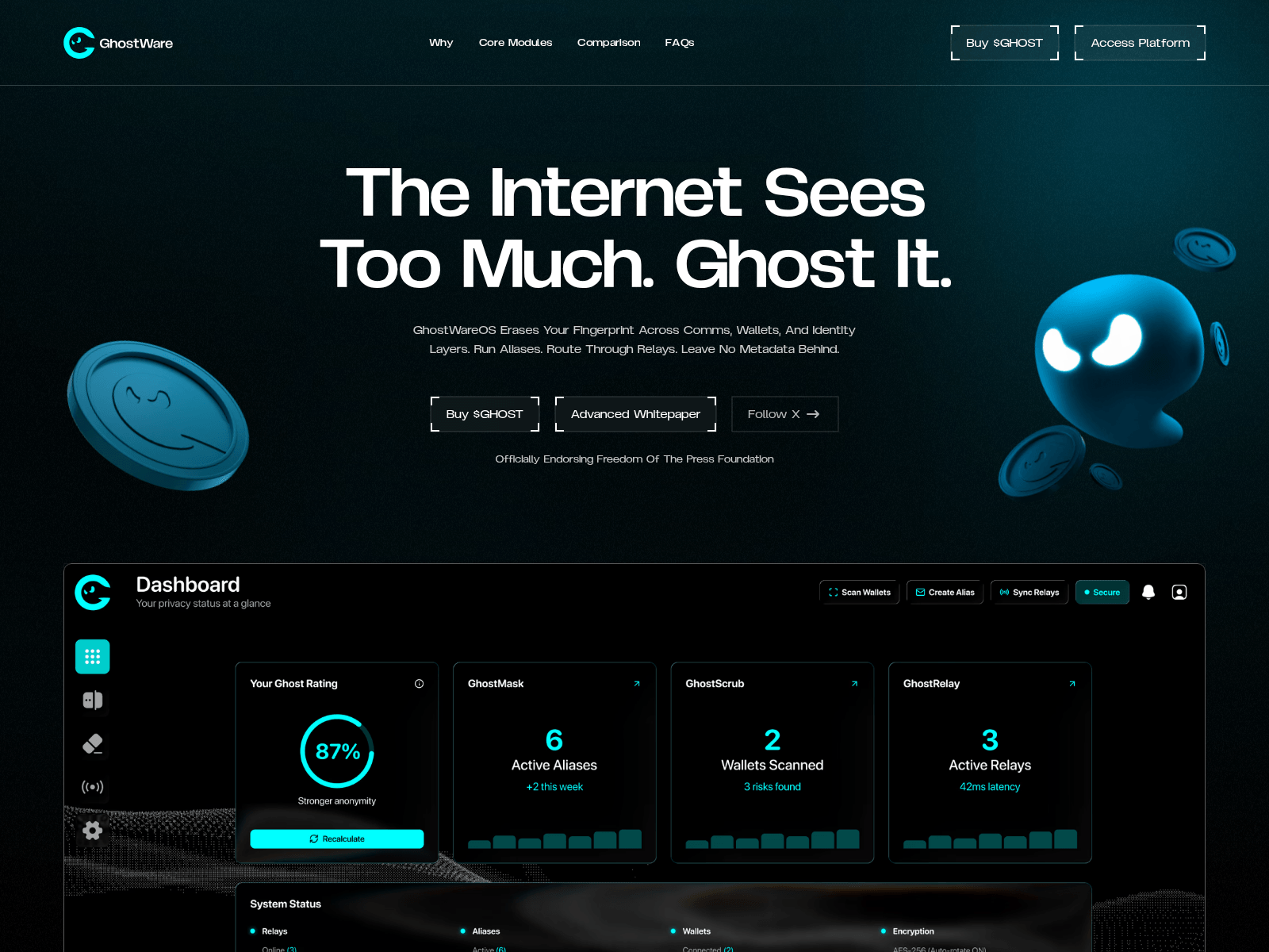 Screenshot of ghostwareos.com