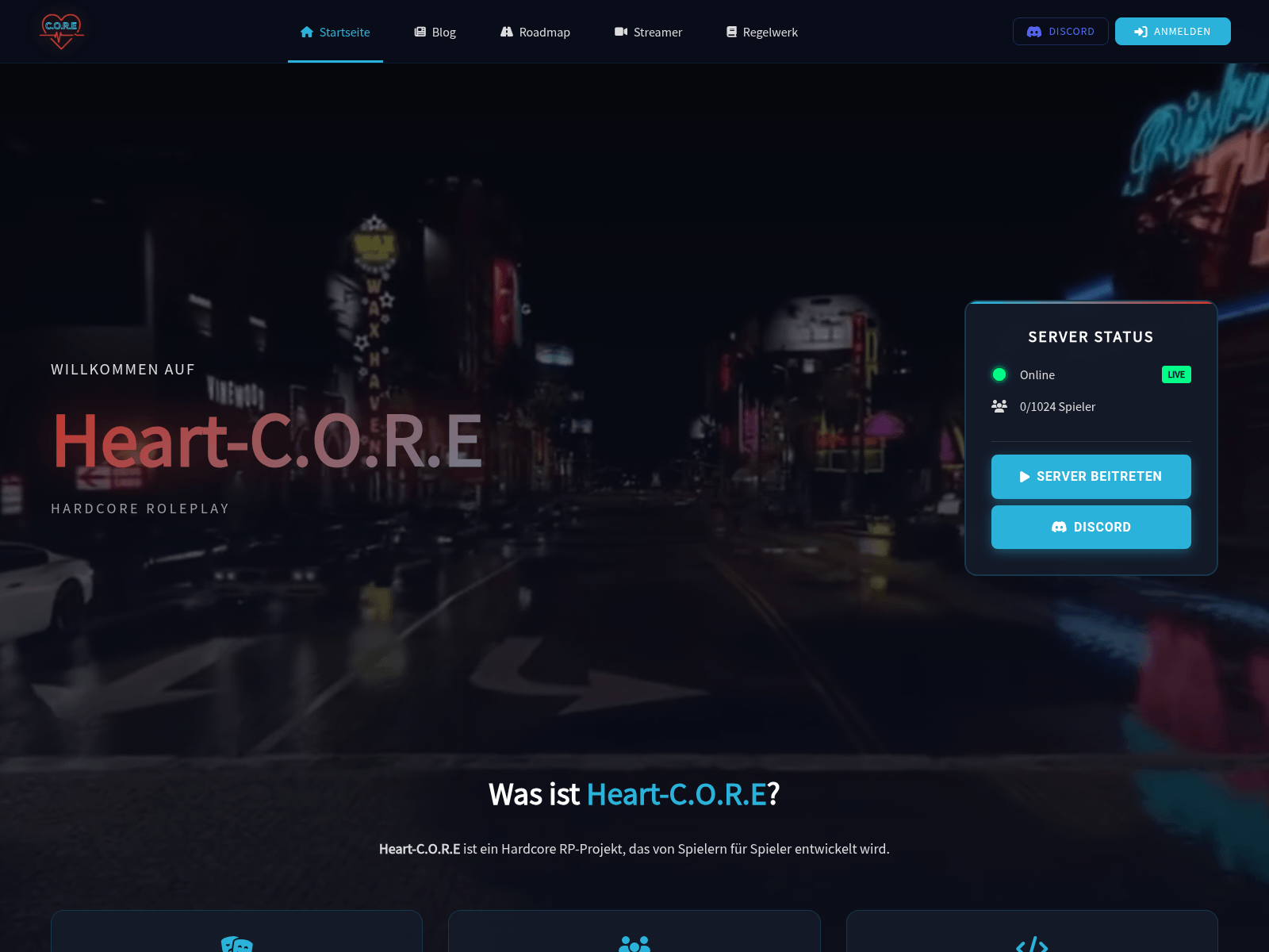 Screenshot of heartcore-rp.de