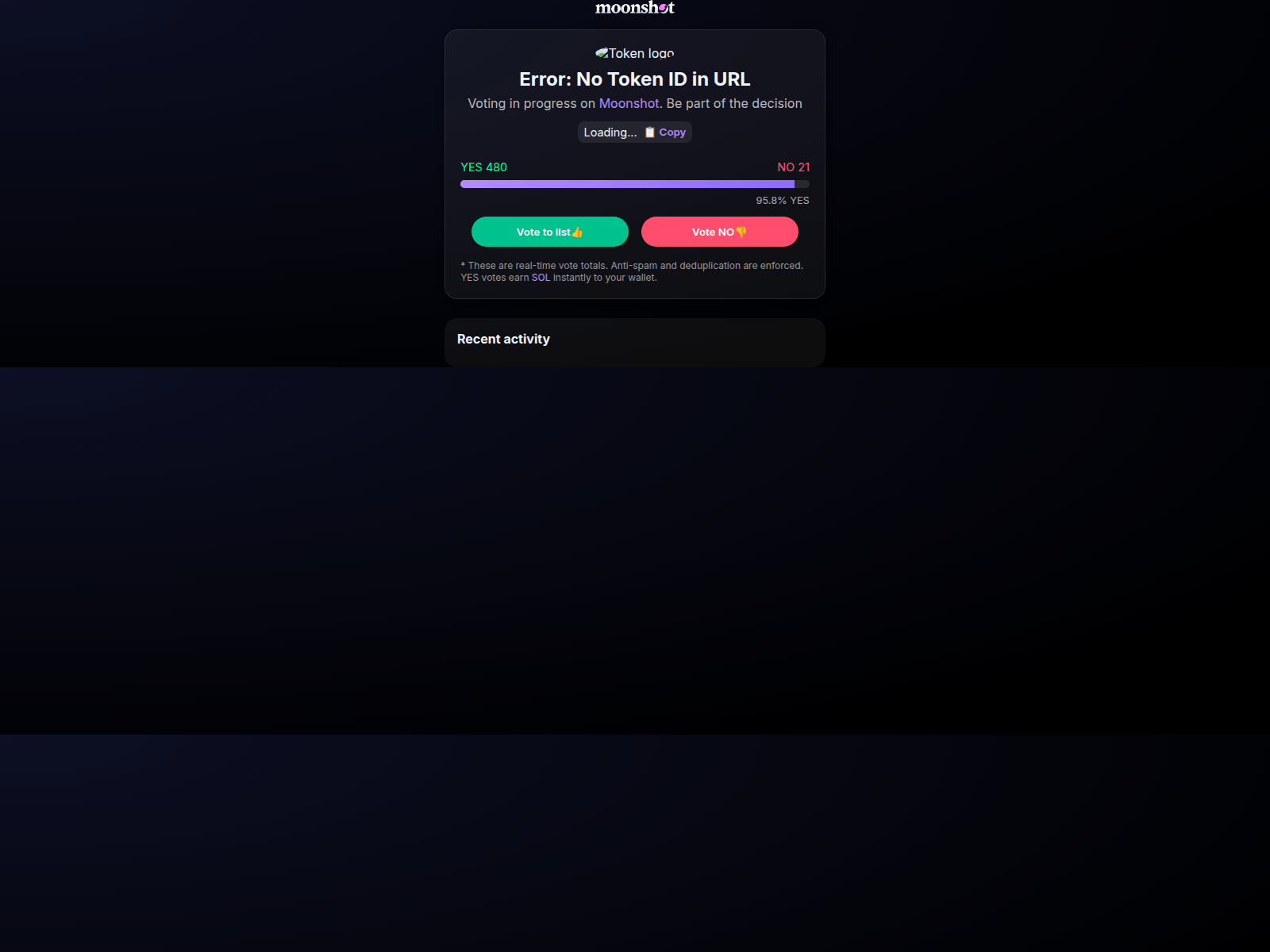 Screenshot of moonshotvotes.live