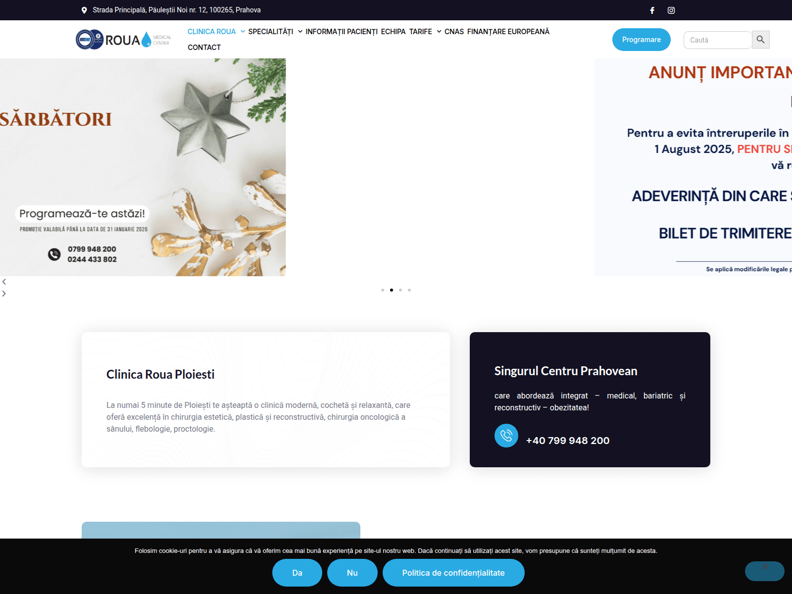 Screenshot of clinicaroua.ro