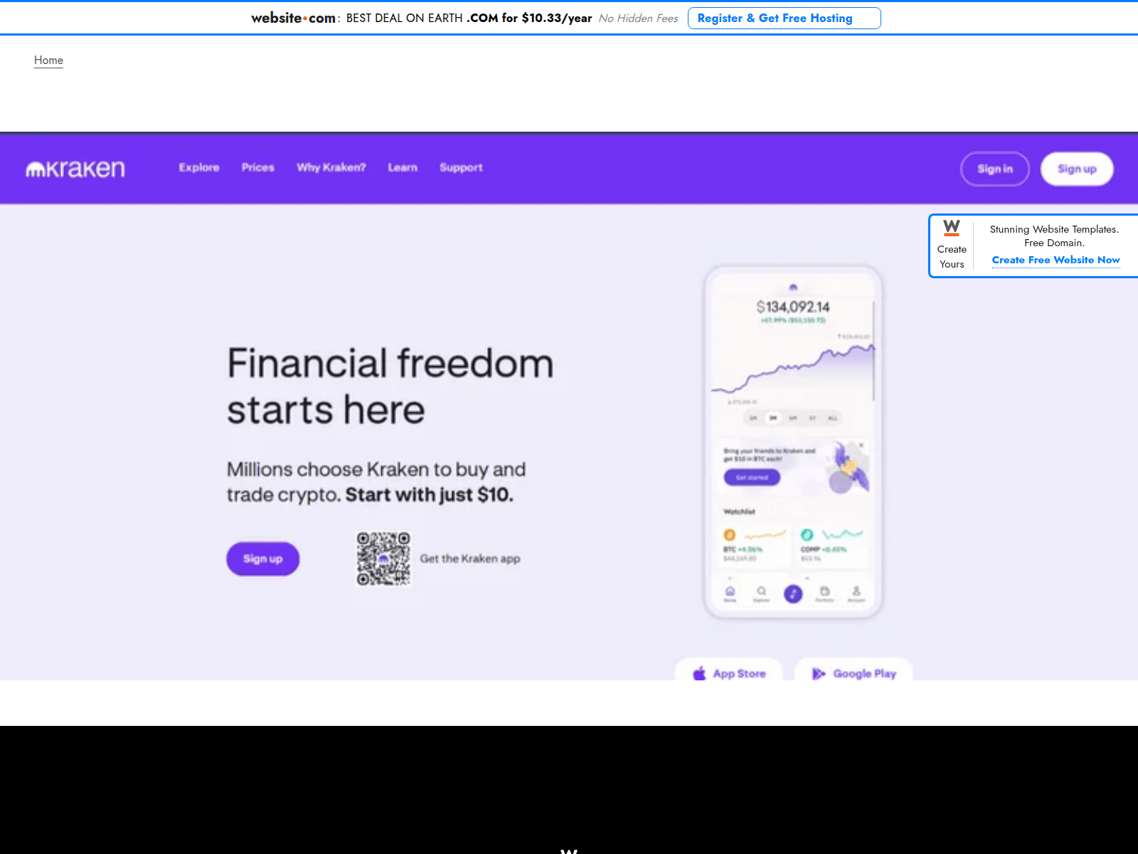 Screenshot of krakenlogin1.website3.me