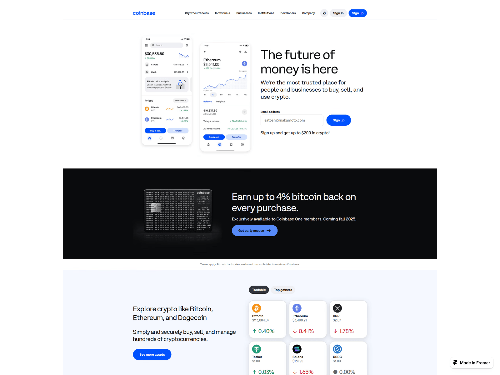 Screenshot of home-coinbsepro.framer.ai