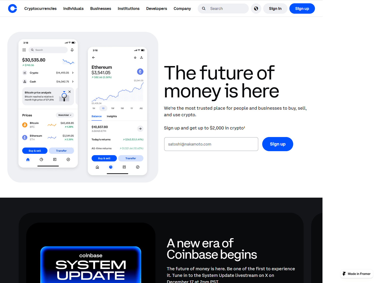 Screenshot of pro-coinbase-login.framer.ai