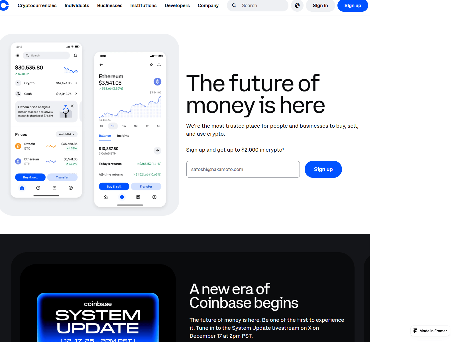 Screenshot of sso-coinbase-pro-login.framer.ai