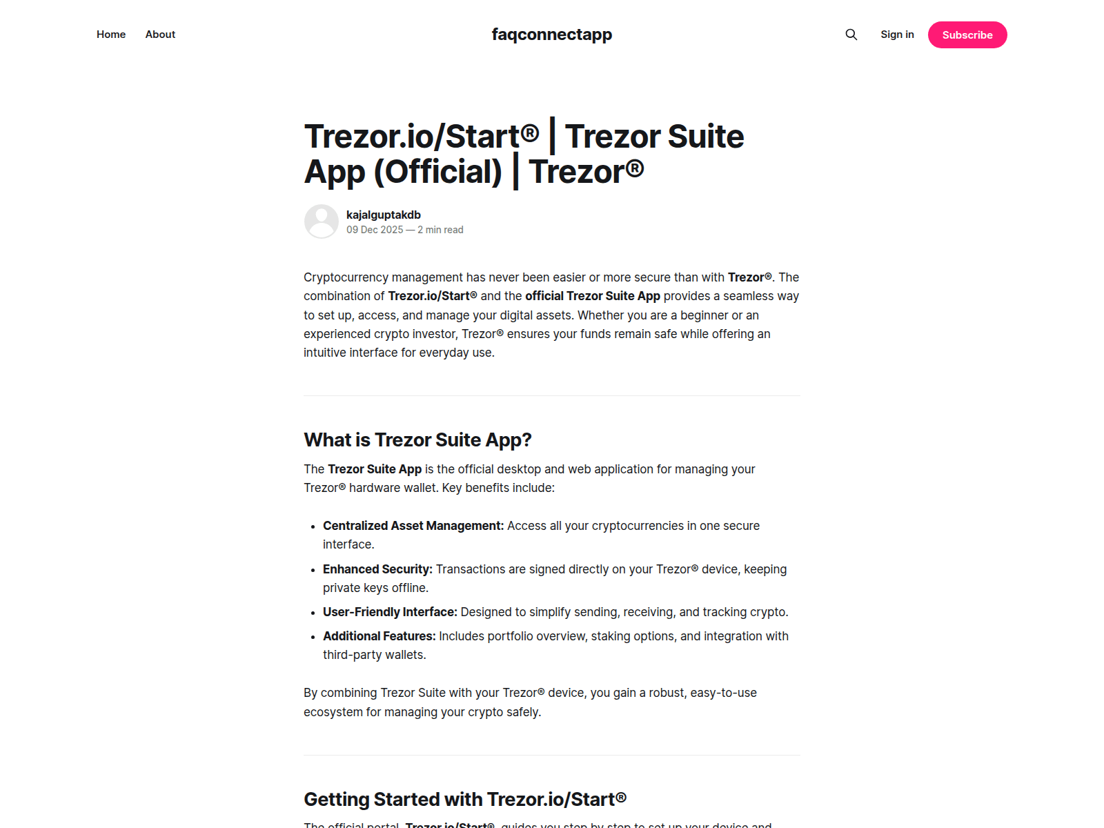 Screenshot of faqconnectapp.ghost.io