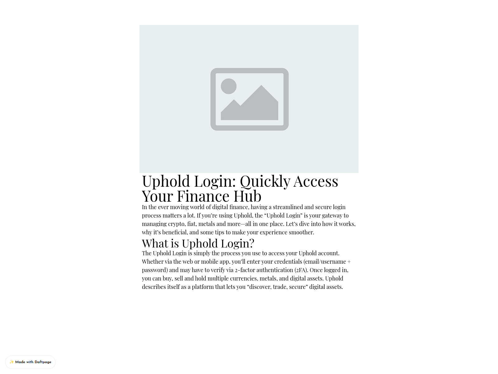 Screenshot of daft-uphold-protal.daftpage.com