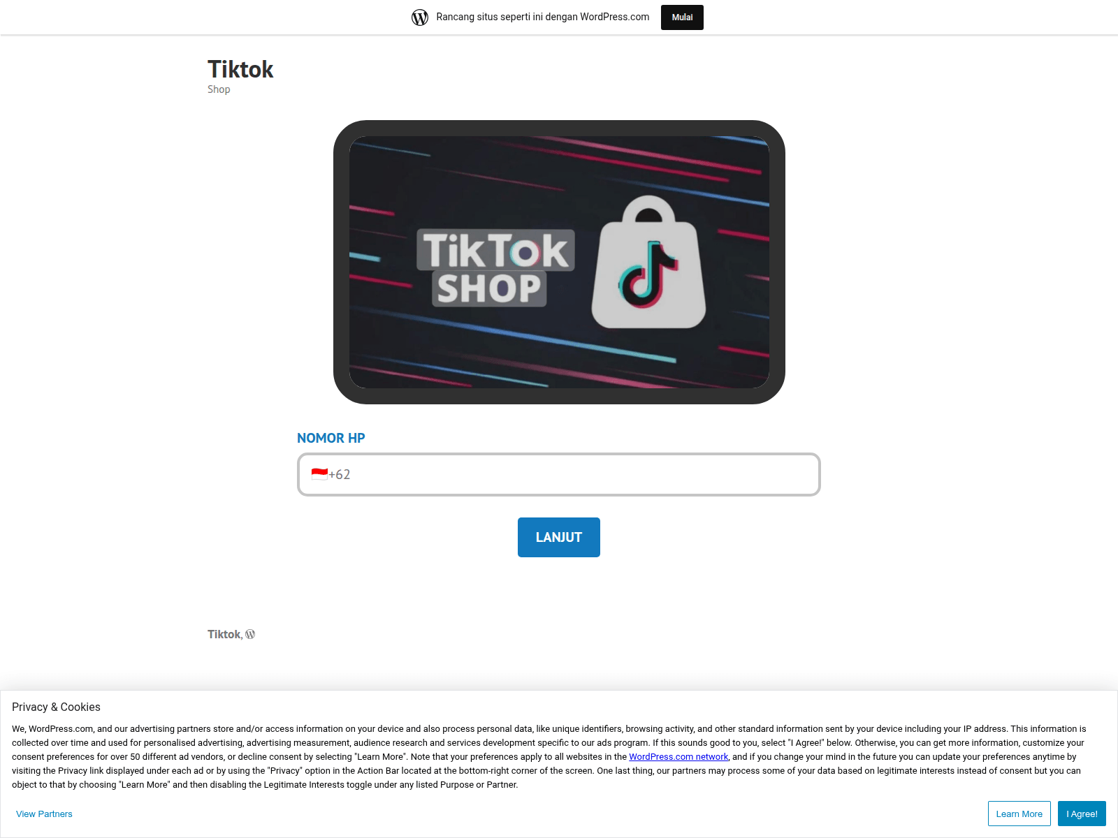Screenshot of tiktokshop.code.blog