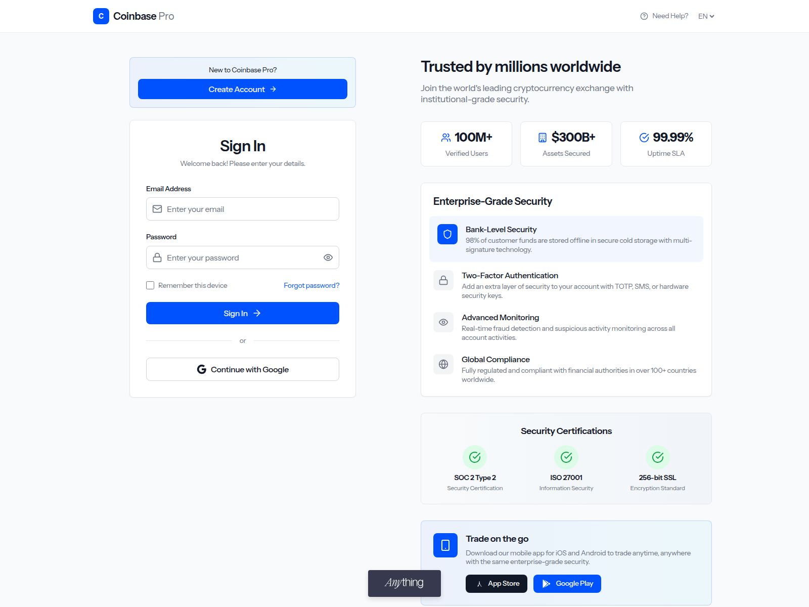 Screenshot of coinbase-prox-logi.created.app