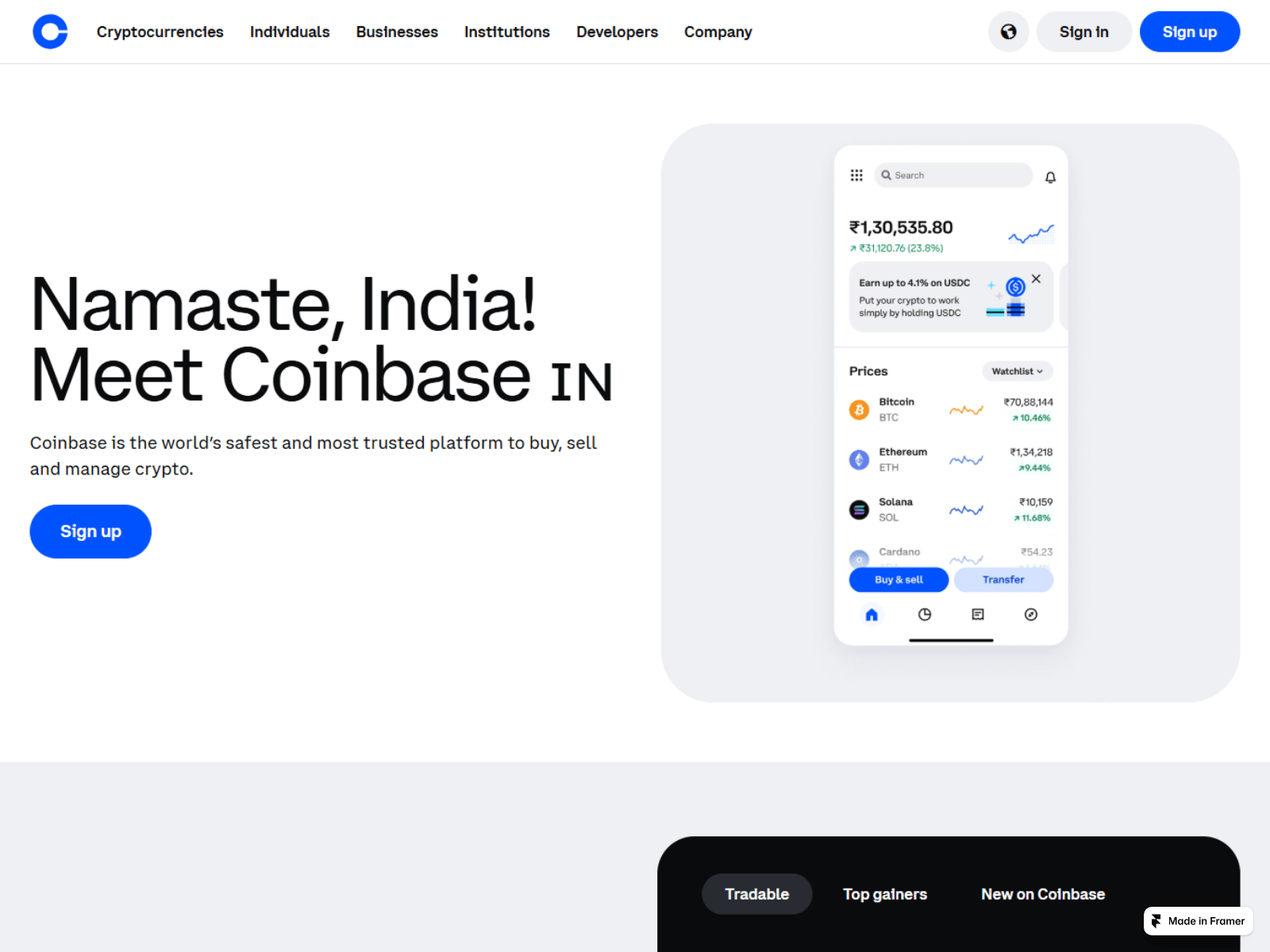 Screenshot of coinbase-extn.framer.ai