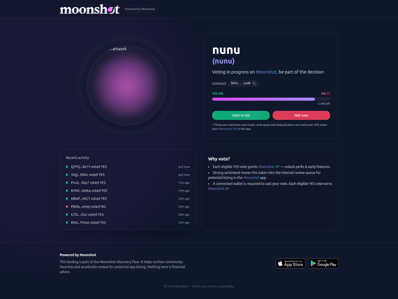 Screenshot of vote.moonsshots.app