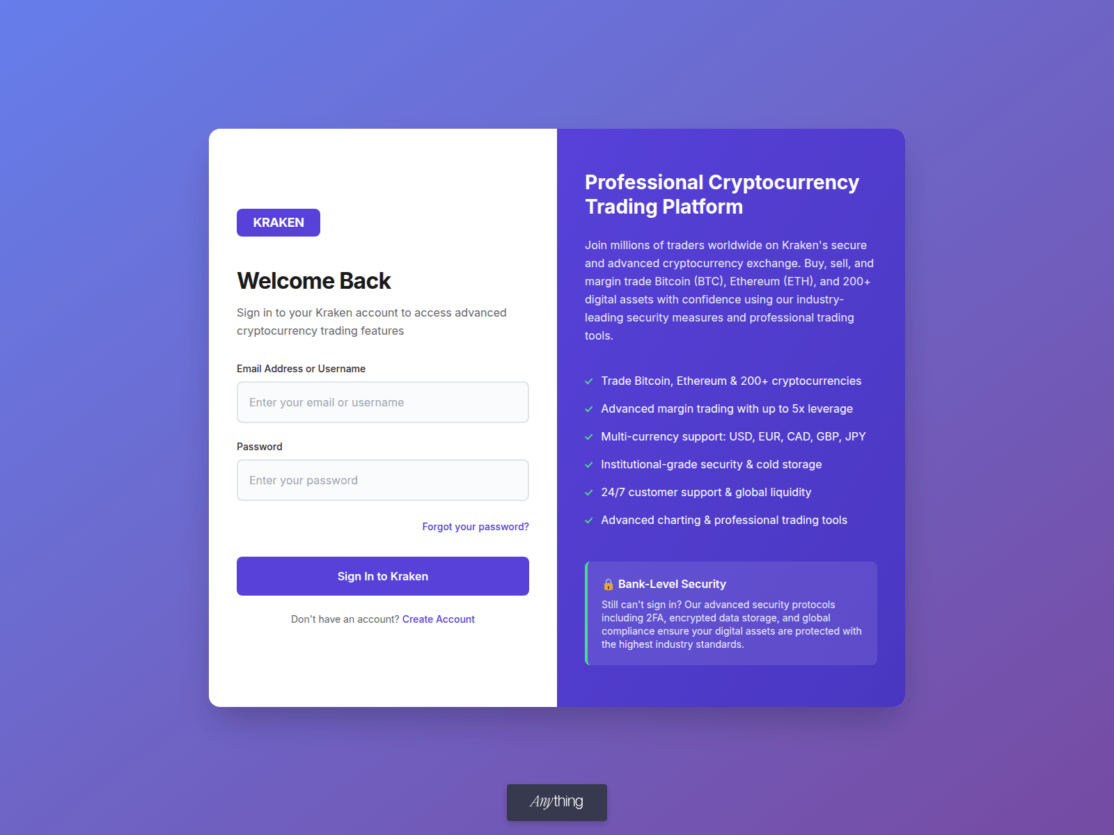 Screenshot of kraken-log-in.created.app