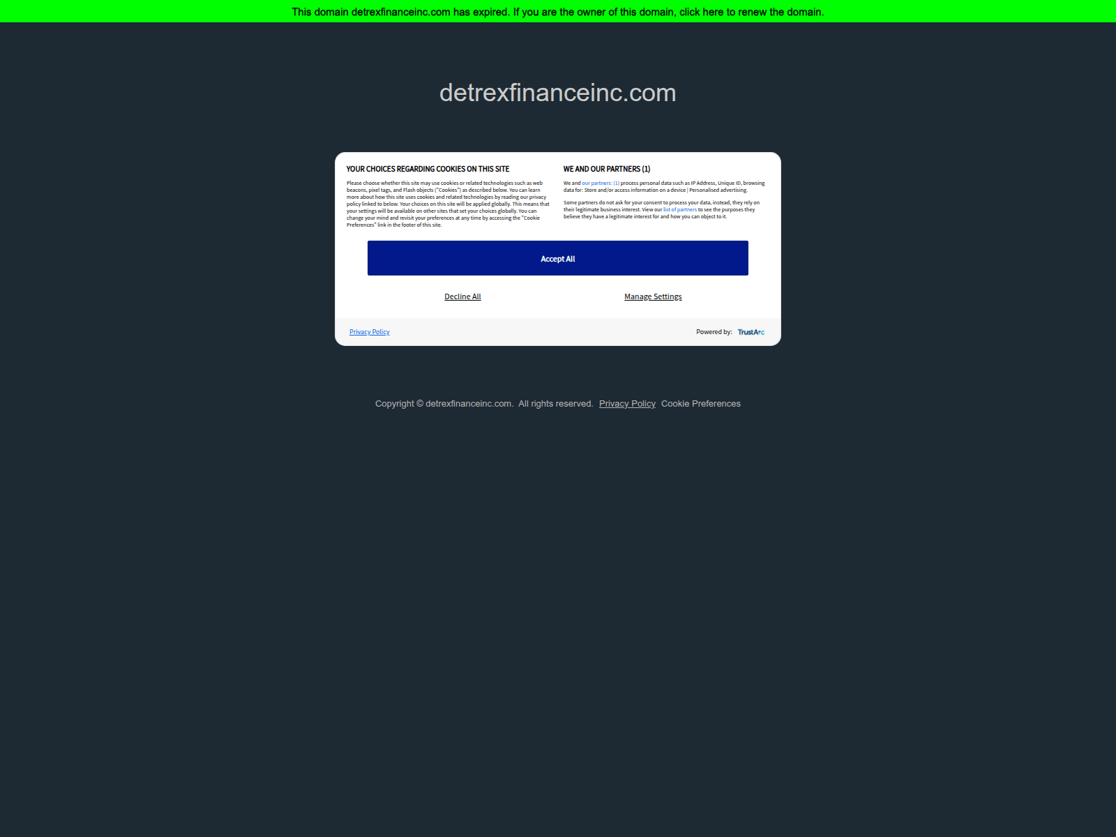 Screenshot of detrexfinanceinc.com