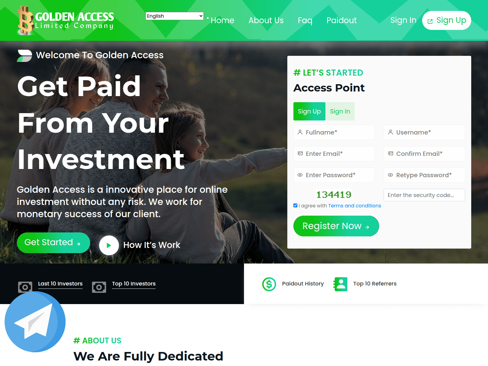 Screenshot of goldenaccess-ltds.com