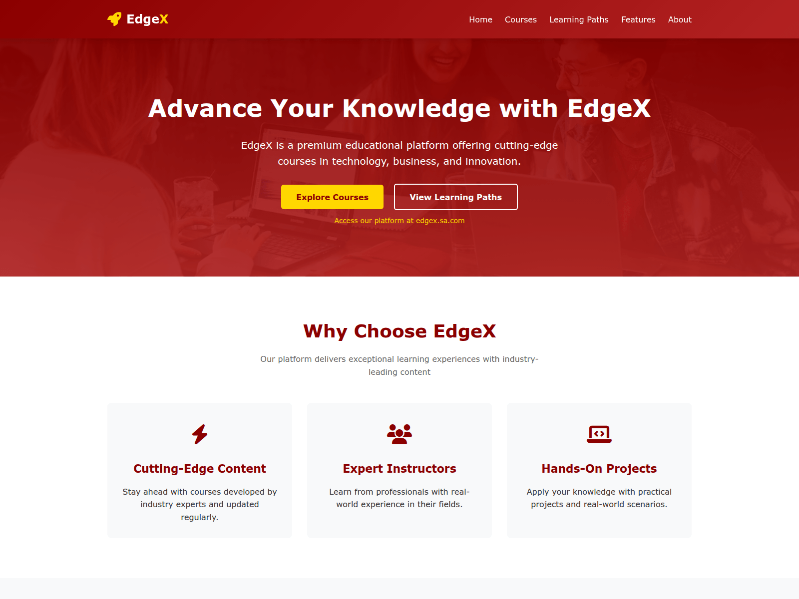 Screenshot of edgex.sa.com